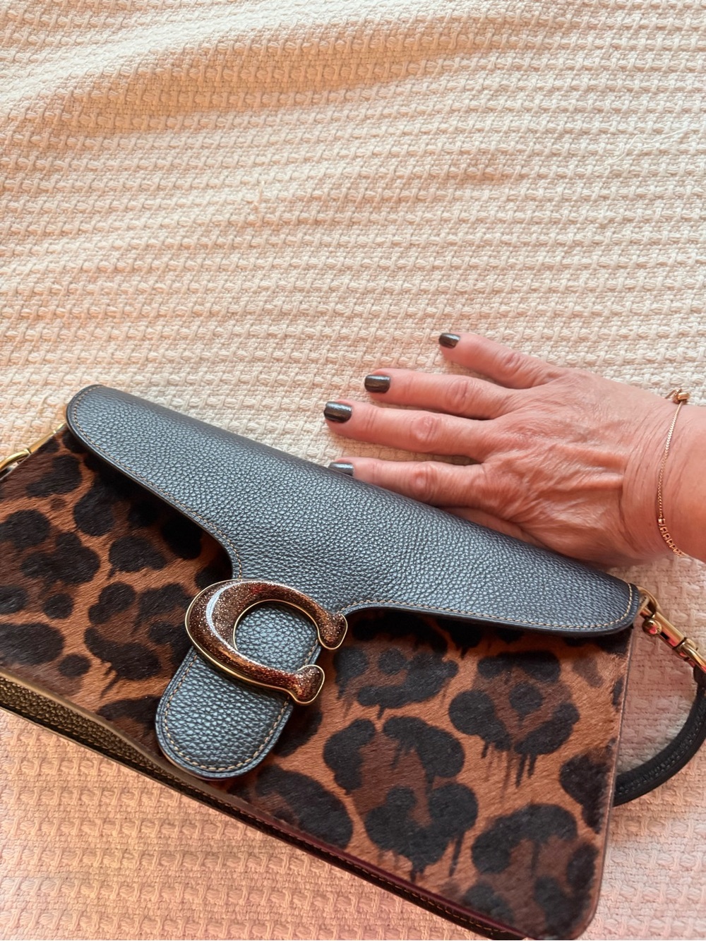 Coach Leopard Print Mini Bag with Black Trim and Gold Hardware - Picture 8 of 12